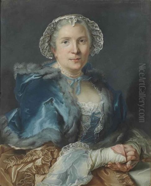 Portrait De Femme En Buste A La Robe Bleue - view 1