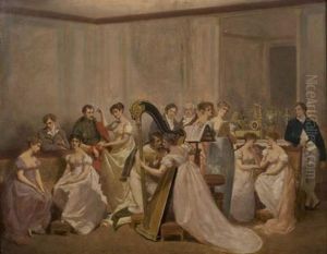 Une Soiree A La Malmaison, L'imperatrice Josephine Et L'empereur Alexandre Autour D'une Harpe Une Soiree A La Malmaison, L'imperatrice Josephine Et L'empereur Alexandre Autour D'une Harpe