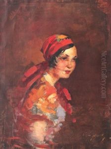 Red Bandana by Bertalan (Bartholomaus) Vigh