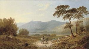 Figures And A Horse On A Rustic Track by Robert Bridgehouse