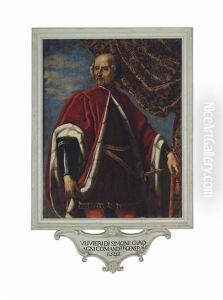 Potrait Of Ulivieri Di Simone Guadagni (1452-1541), Three-quarter-length, In Armour And An Ermine-lined Red Cloak, Before A Draped Curtain