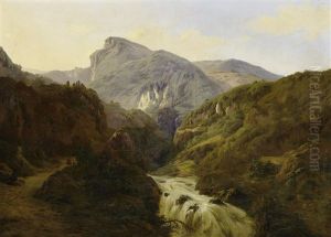 Wildwasser In Den Albaner Bergen Bei Rom by Edouard De Vigne