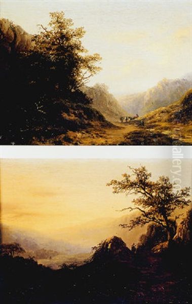 Drover With His Cattle On A Path In A Valley - view 1