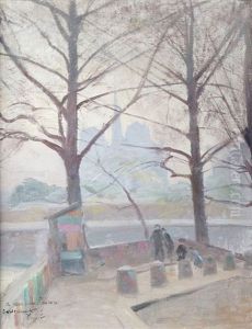 Paris, Les Quais De Seine Et Notre Dame by Henri Vignet