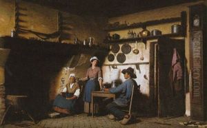 Interieur De Chaumiere by Jules de Vignon