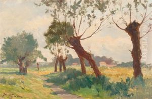Pollarded Trees In A Summer Landscape by Victor-Alfred-Paul Vignon