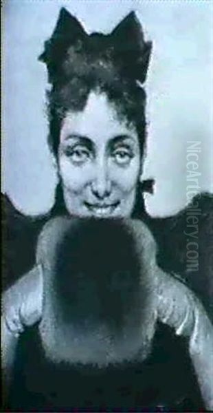 Signora Con Manicotto Di Pelliccia - view 1