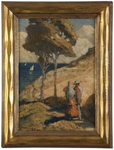 Figures On A Path Overlooking The Coast