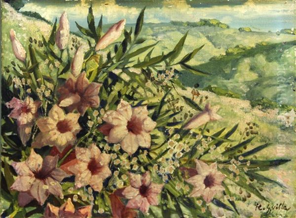 Pink Wildflowers On Rolling Hills - view 1