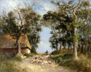 Moutons Et Bergers Dans Le Sous-bois