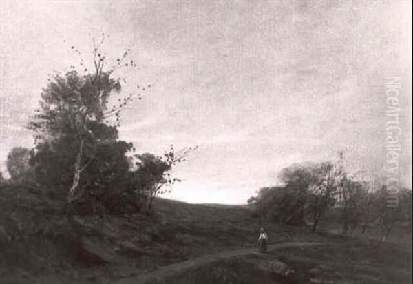 Herbstliche Abendlandschaft Mit Figurenstaffage - view 1