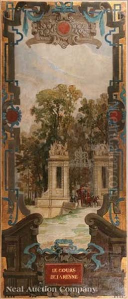 Le Cours De La Reyne (a Royal Carriage On An Avenue) And L'eglise De St. Pierre (a Hilltop Church Above A Town) (2 Works) - view 1