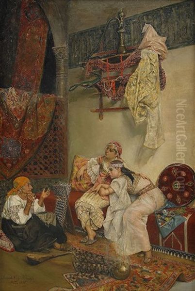 Orientalisk Interior Med Samtalande Kvinnor - view 1