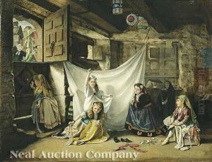 Mardi Gras- Children Dressing For Thecarnival by Charles Bridgman
