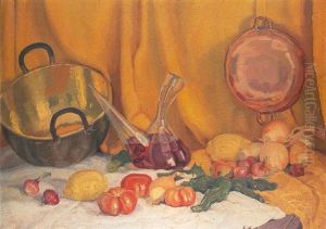 Bodegon  Con Cacharros Y Legumbres by Fernando Villegas