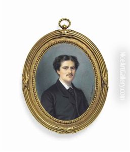 Vicomte Jean De Rouge, In Black Coat And White Shirt, Black Cravat With Gold Cravat Pin, His Dark Hair Parted In The Centre, With Small Dark Moustache
