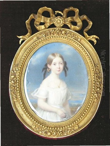 Portrait De Delie De Riviere, Vicomtesse De Mandat De Grancey, Sur Fond De Ciel Bleu Et De Paysage - view 1
