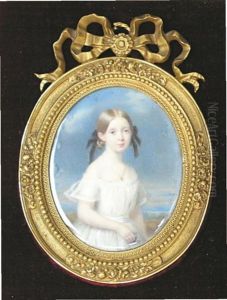 Portrait De Delie De Riviere, Vicomtesse De Mandat De Grancey, Sur Fond De Ciel Bleu Et De Paysage