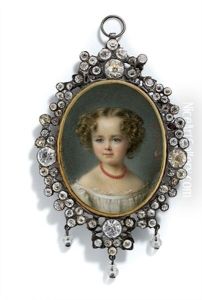 Emma Marie De Polignac, Aged Four, In White Off-the-shoulder Dress by Cecile Villeneuve