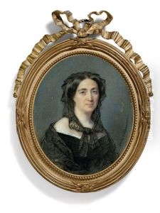 Marie Augustine D'harcourt, Countess Of Castries In Black Lace Decollete Dress