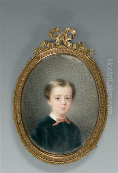 Portrait De Jeune Garcon A L'habit Gris Et Au Noeud Rouge - view 1