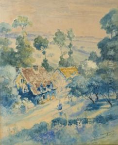 Paysage Anime Aux Chaumieres by Frederick Arthur Bridgman