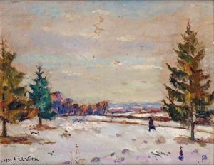 Neige Dans Le Parc De Salvar Dans La Nievre, 1921 by Emmanuel Victor Auguste Marie De La Villeon