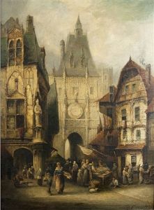 Marktplatz In Frankreich by Francois Etienne Villeret