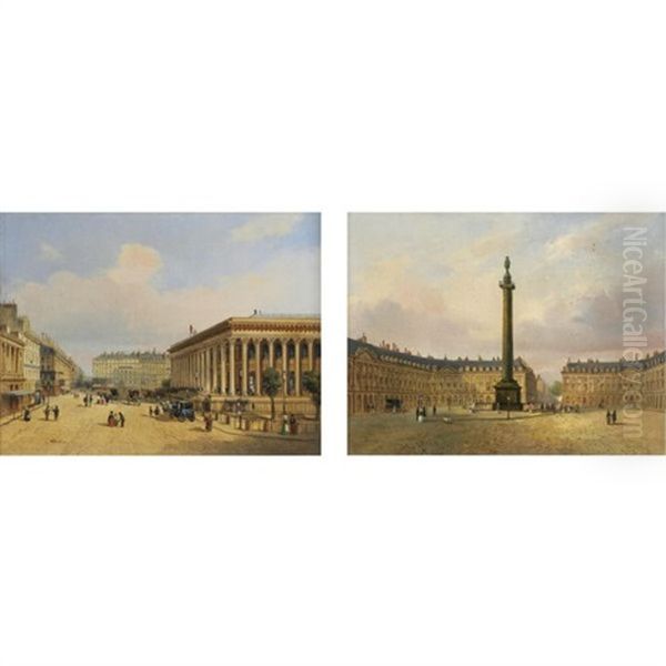 Place Vendome And La Bourse (pair) - view 1
