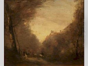 La Gardienne De Chevres by Adolphe De Villers