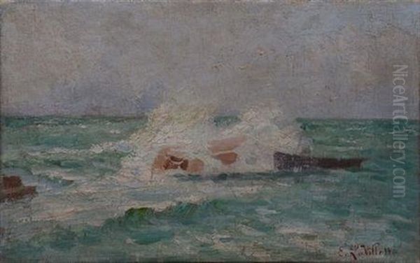 Effets De Vagues, Barque Et Rocher - view 1