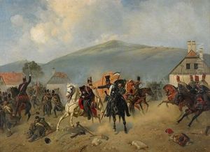 Cavalry Skirmish In The Village by Alexander Bogdanovich Villevalde