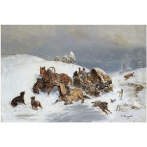 The Retreat Of The French From Russia, 1812 by Bogdan Pavlovich Villevalde