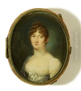 Portrait D"une Jeune Femme En Buste De Trois-quarts Vers La Gauche by Jean Francois Marie Villiers-Huet