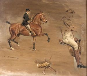 Esquisse De Cavaliers (study) by Auguste Vimar