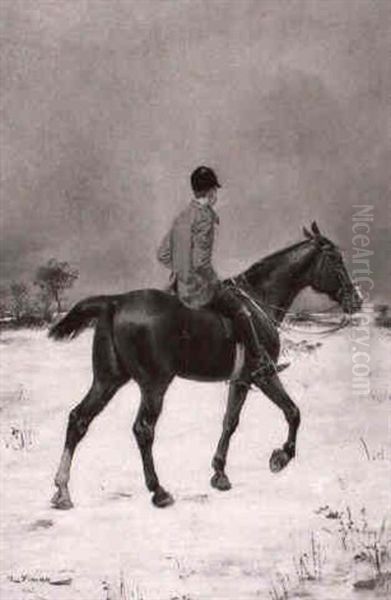 Chasseur A Cheval Par Temps De Neige - view 1