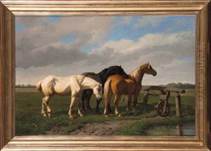 Chevaux A La Barriere by Paul Van Der Vin