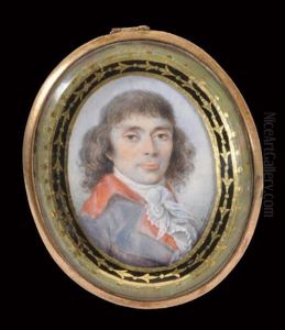 Portrait D'homme A La Chevelure Imposante En Redingote Bleue by Antoine Paul Vincent