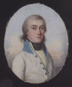 A Gentleman Wearing White Coat With Pale Blue Lining And Collar, Yellow Waistcoat And Black Stock, Sky Background
