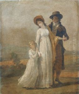 Un Jeune Couple Et Une Fillette, Etude Pour La Lecon D'agriculture