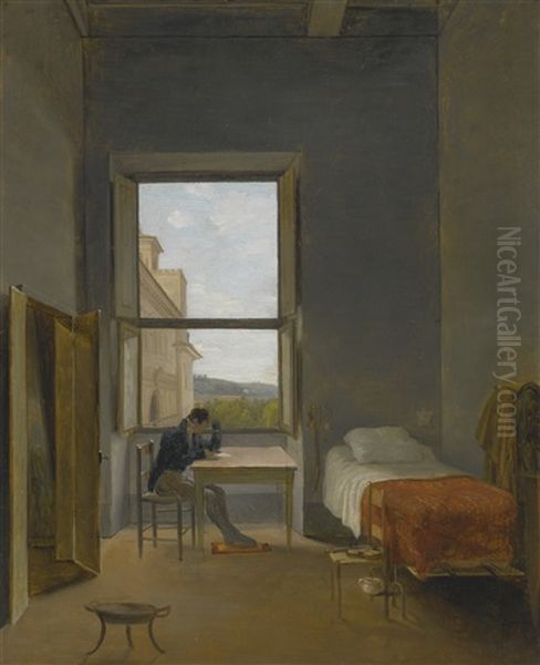 The Artist In His Room In The Villa Medici, Rome - view 1