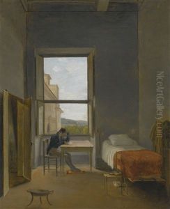 The Artist In His Room In The Villa Medici, Rome by Auguste Jean Bapt. Vinchon