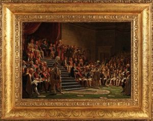 Le Roi Louis Xviii, Presidant L'ouverture De La Session Des Chambres, Le 4 Juin, En Presence Du Duc D'orleans (futur Roi Louis-philippe), Du Duc D'angouleme, Du Duc De Berry, Du Prince De Talleyrand, Des Membres De La Famille Royale, Des Notables Et Pairs