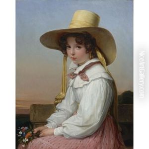Portrait Of Nency Destouches by Auguste Jean Bapt. Vinchon