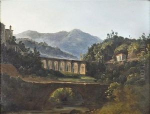 Le Pont A Cava Dei Tirreni by Auguste Jean Bapt. Vinchon