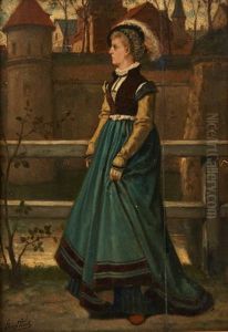 Jeune Femme Sur Fond De Douves Jeune Femme Sur Fond De Douves