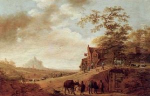 Landschaft Mit Dorf, Zwei Eseltreibern Und Anderen Figuren by Jan Harmensz Vinck