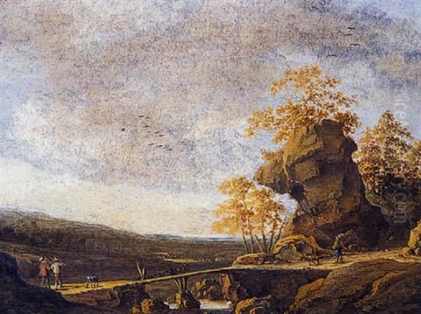 Paysage A La Passerelle Avec Promeneurs - view 1
