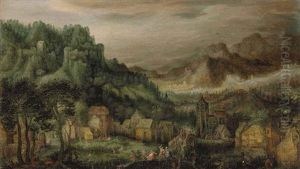 An Extensive Mountainous Landscape, With The Return From The Kermesse by David Vinckboons I