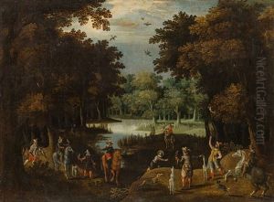 Forest Landscape With Falcon Hunt by David Vinckboons I